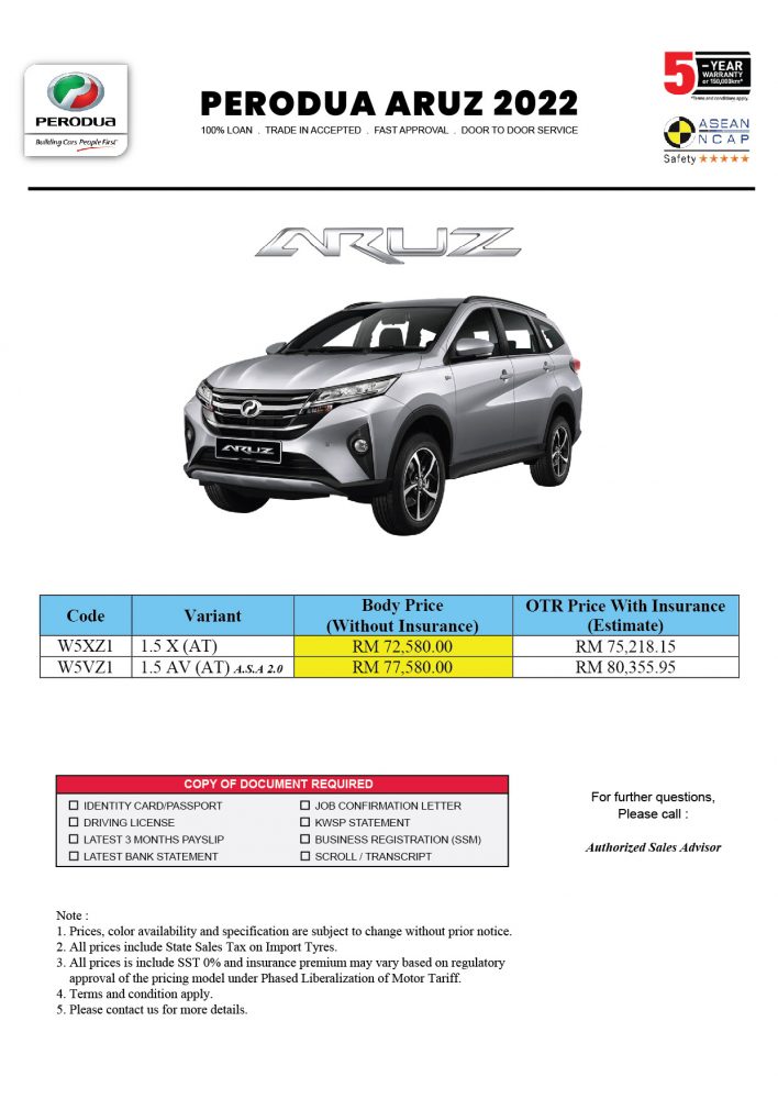 Perodua Aruz 7 Seater Suv Sales Advisor