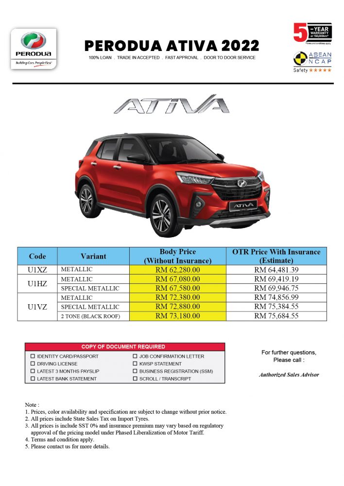 New Ativa Price 2022  Sales Advisor